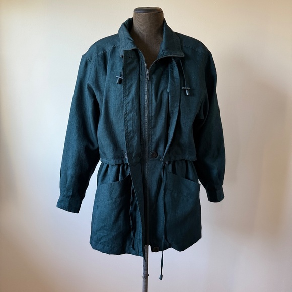 Gorgeous Vintage 90s Lightweight Dark teal oversized utility-style jacket - Picture 3 of 11